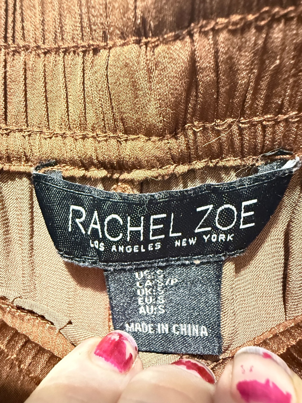 Rachel Zoe Wide-Leg Satin Drawstring Pants - Brown - Picture 3 of 5